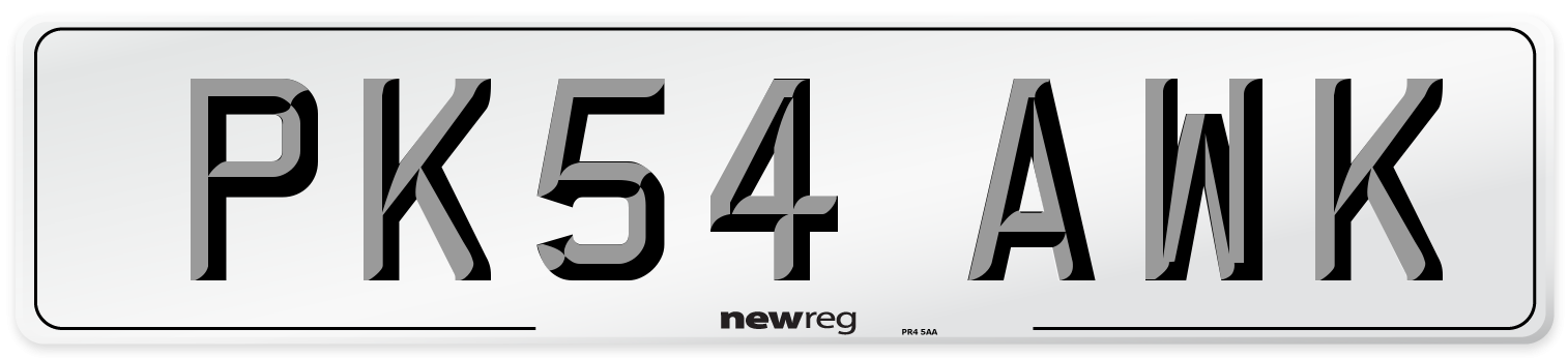 PK54 AWK Number Plate from New Reg